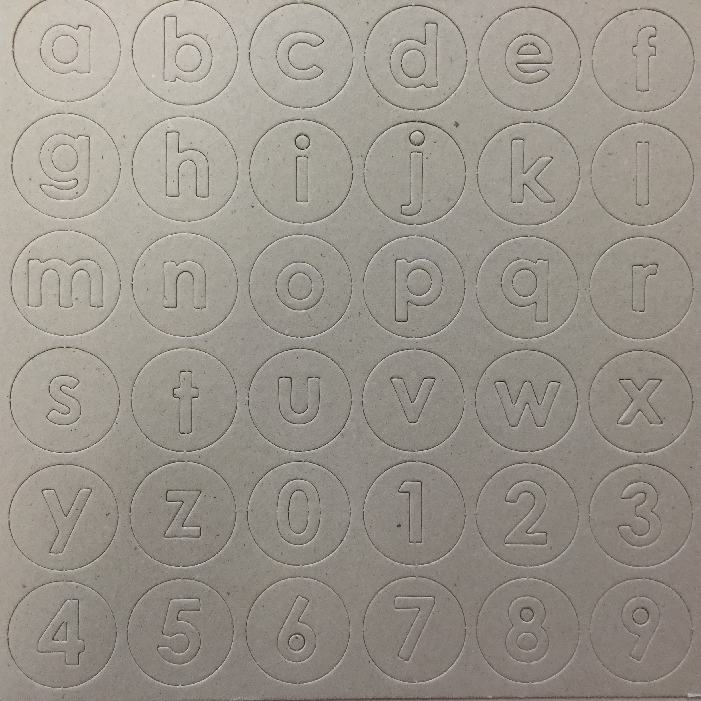 B4B42627-743A-4D75-8F23-00133D0A495D.jpg Naked Raw Chipboard Lowercase Alphabets & Numbers 12” x 12” Sheet - Image 1