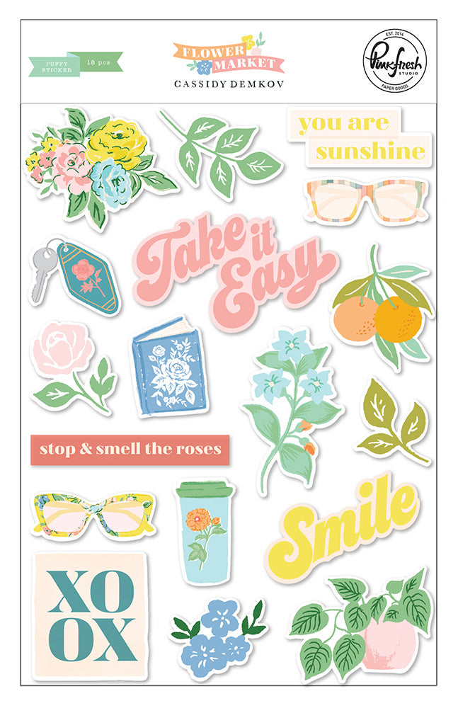 B50150F6-AA3E-42E2-BF2F-AAE3588D9A94.jpg Pinkfresh Studio Flower Market PUFFY STICKER 18pc - Image 1