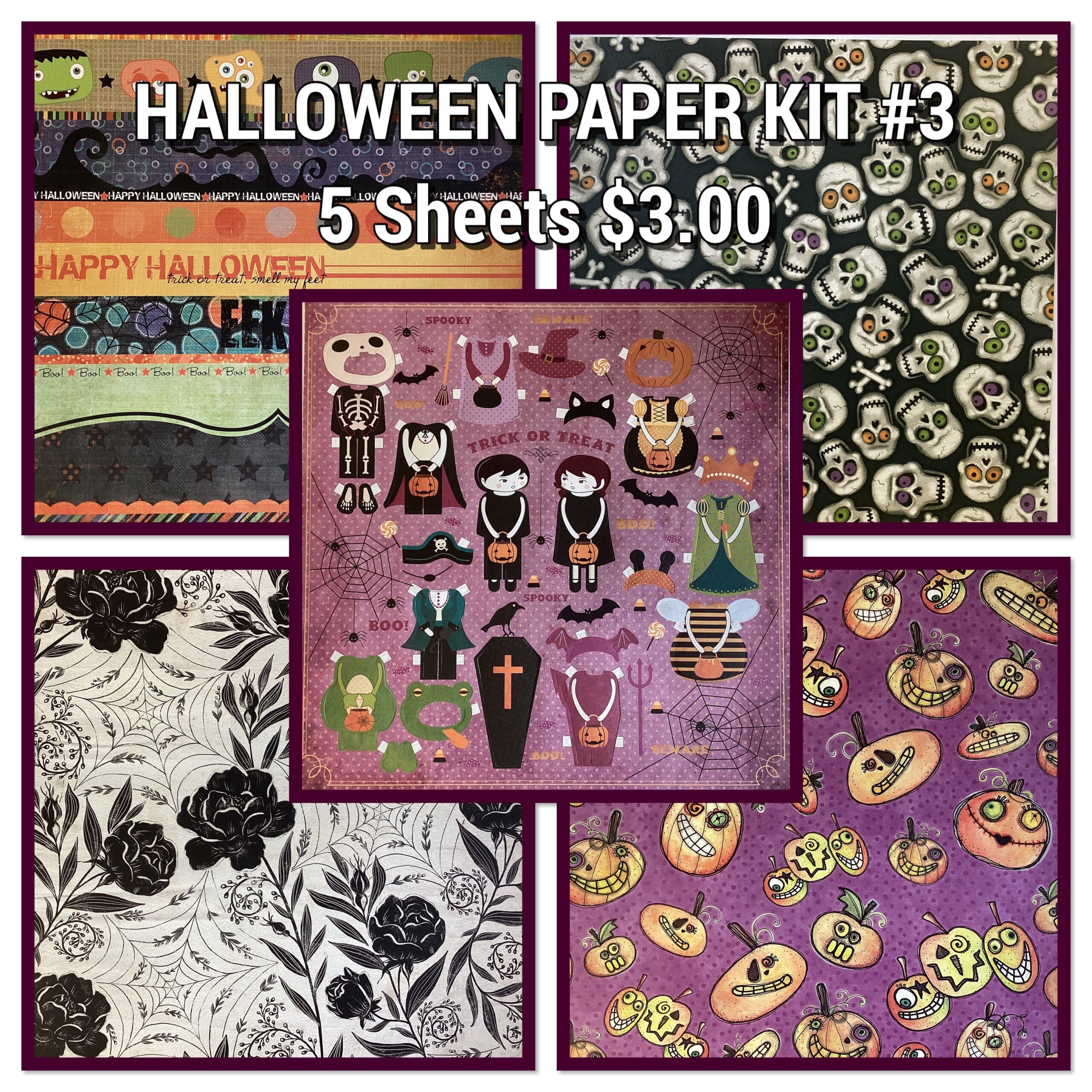 B70DF70C-0116-463C-81AB-50C0CF108805.jpg HALLOWEEN PAPER KIT #3 5 Sheets - Image 1