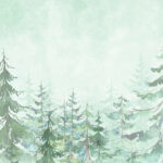 National Park WATERCOLOR TREES 12"X12" Scrapbook Paper - Image 2