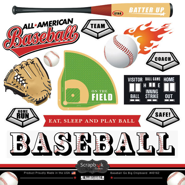 B967A752-A3F7-4478-B091-BB83587E8B08.jpg Scrapbook Customs BASEBALL GO BIG STICKER 13pc - Image 1