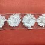 May Arts 2" LARGE WHITE RIBBON ROSES Flower Trim 1 yard yd - Image 2