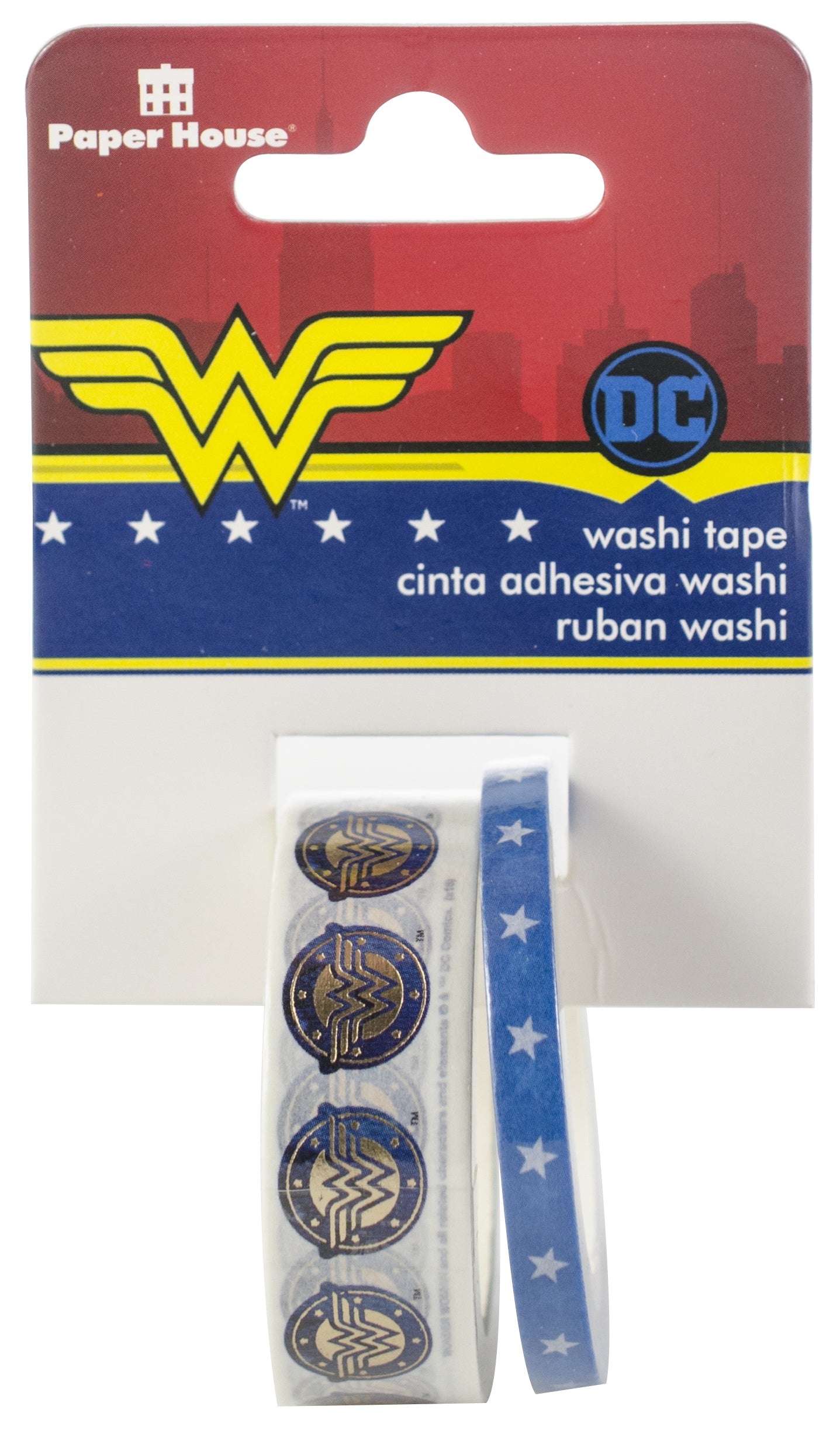 BA00A953-214E-4473-804A-3063A6A2299C.jpg Paper House WONDER WOMAN Washi Tape 2 Rolls - Image 1