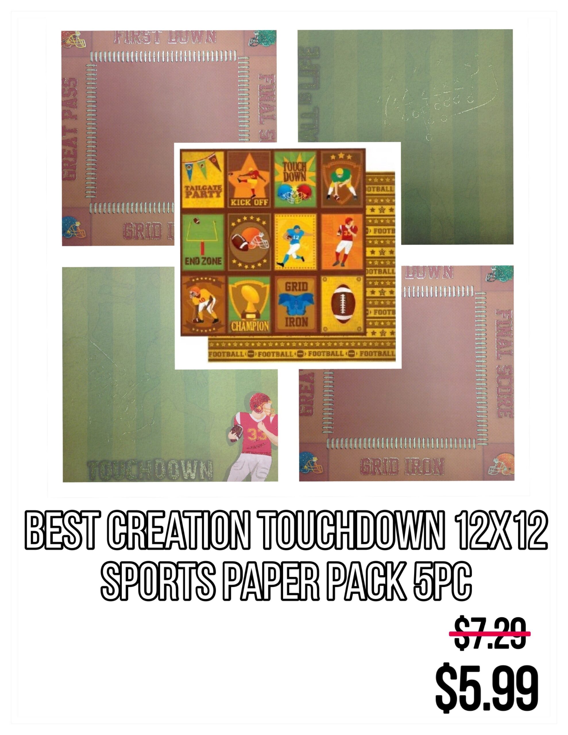 BAA5A869-07AA-4846-91E4-95C62E35950F.jpg Best Creation TOUCHDOWN 12X12 Sports Paper Pack - Image 1