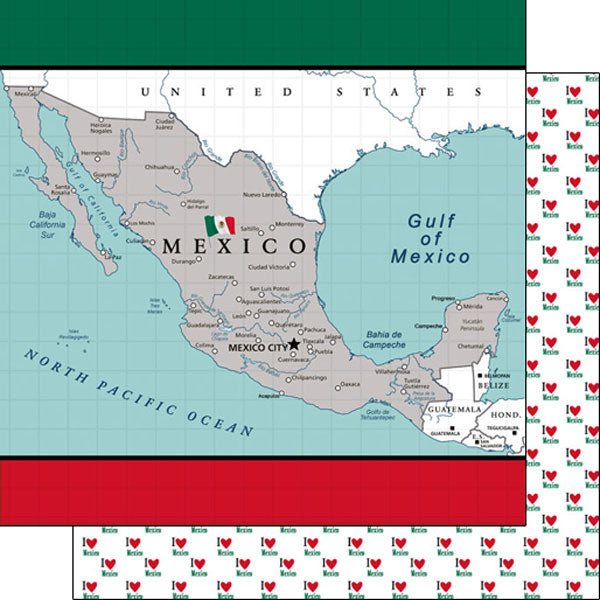 BB138D0C-3EBD-42DE-BC14-850A8727DB87.jpg Mexico 12"X12" MEXICO ADVENTURE MAP Travel Scrapbook Papers - Image 1