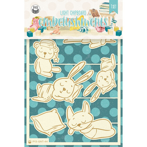 BB1B4DA8-6324-446A-9EA9-E158737E3FD4.jpg P13 Goodnight Collection LIGHT CHIPBOARD EMBELLISHMENTS 6pc - Image 1