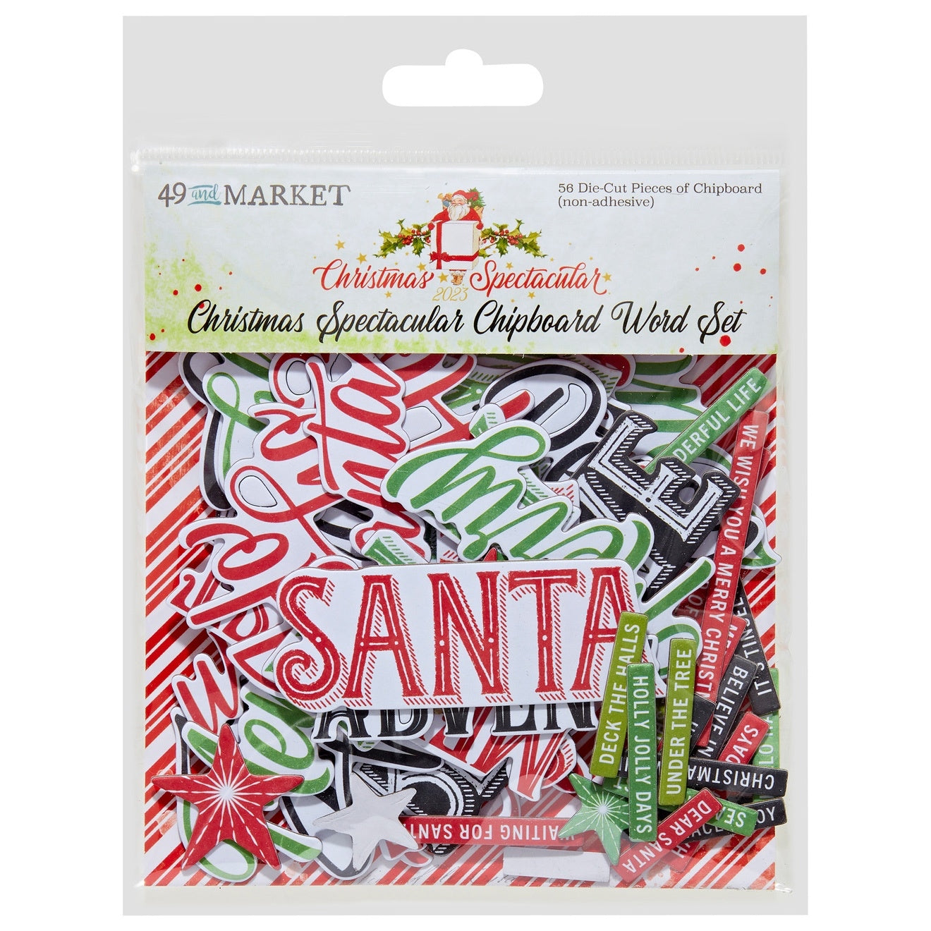 BDBE7D90-FE6A-40D0-BD52-FA2E5EFB17E9.jpg 49 and Market CHRISTMAS SPECTACULAR 2023 Chipboard Word Set 56pc - Image 1