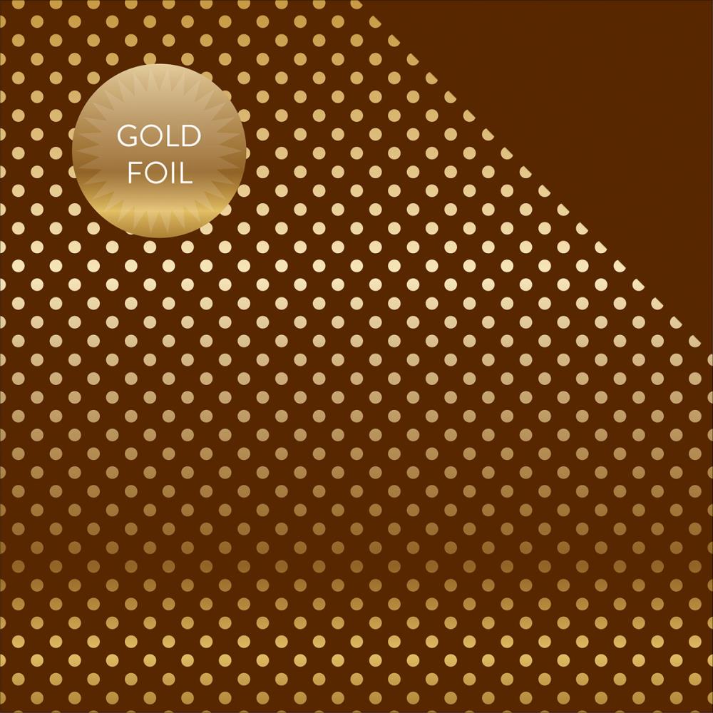BE34F422-EE19-40A4-BA0D-5A4F4F02DB0B.jpeg Echo Park Dots & Stripes GOLD FOIL BROWN 12"x12" Paper - Image 1