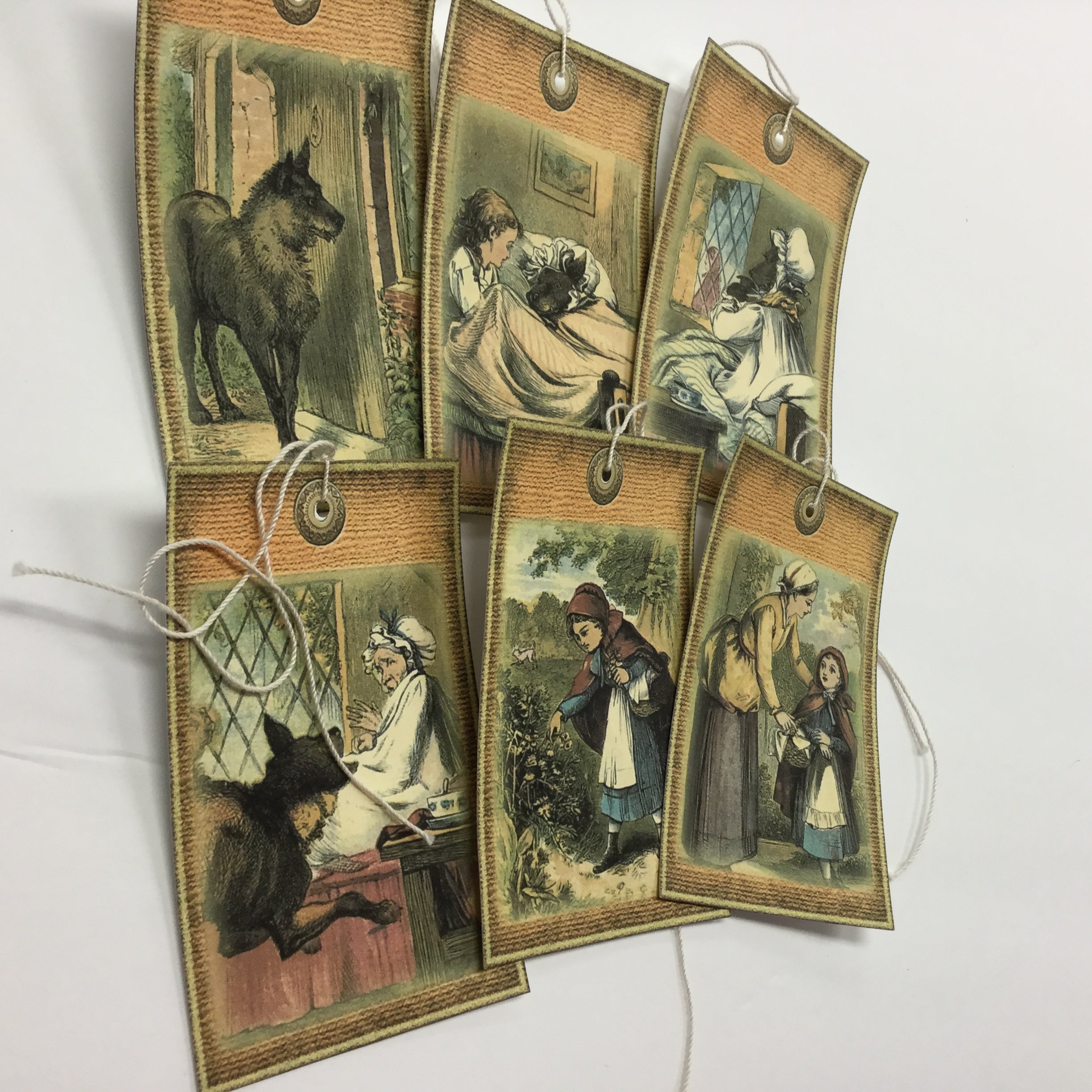 BFCF003F-B37C-4E4C-A50B-E8E4BABD96B2.jpg Tags & Ephemera 6pc LITTLE RED RIDING HOOD Set B - Image 1