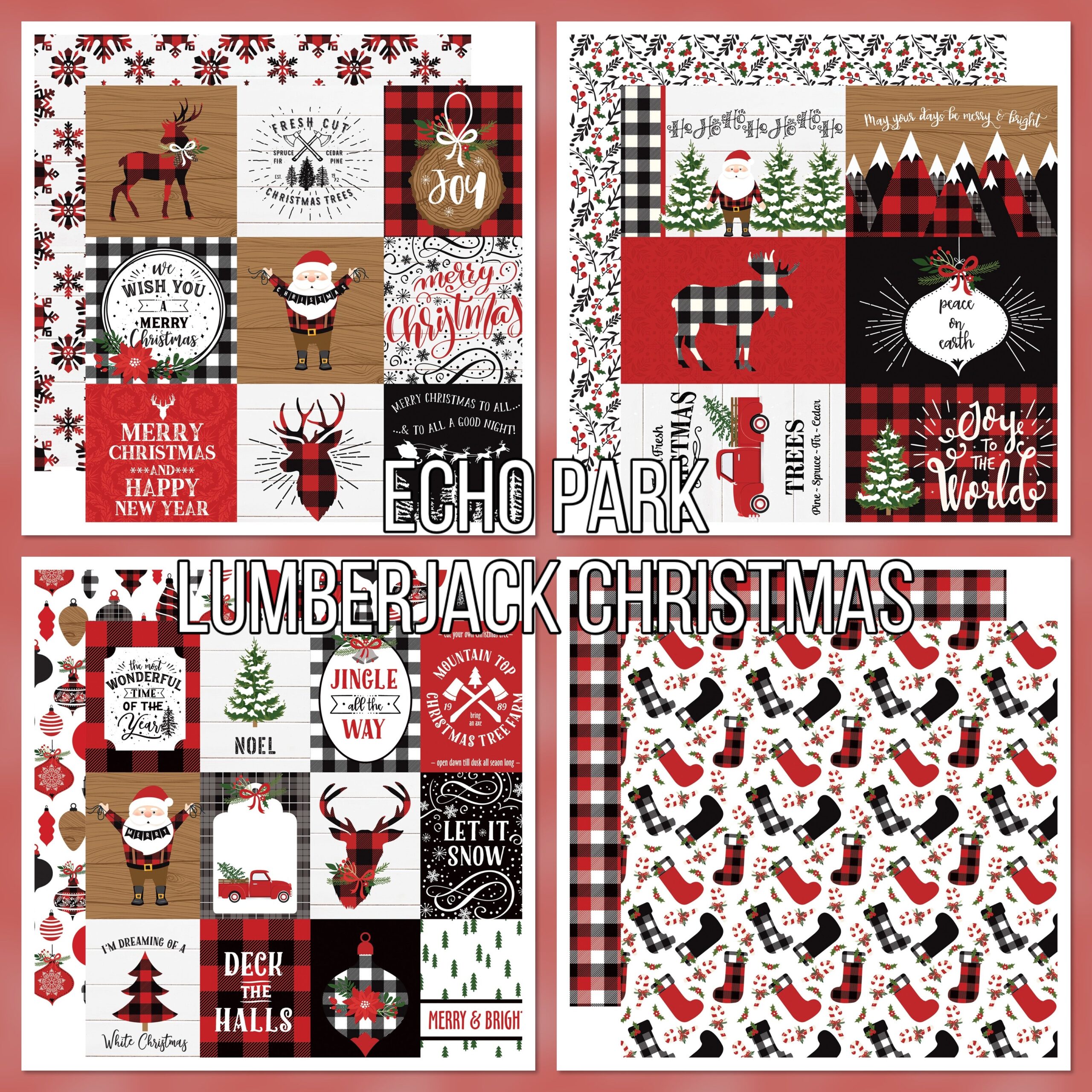 BFCFA100-D401-4E1C-8871-4A6085F1105C.jpg Echo Park LUMBERJACK CHRISTMAS Collection 12"X12" Scrapbook Paper - Image 1
