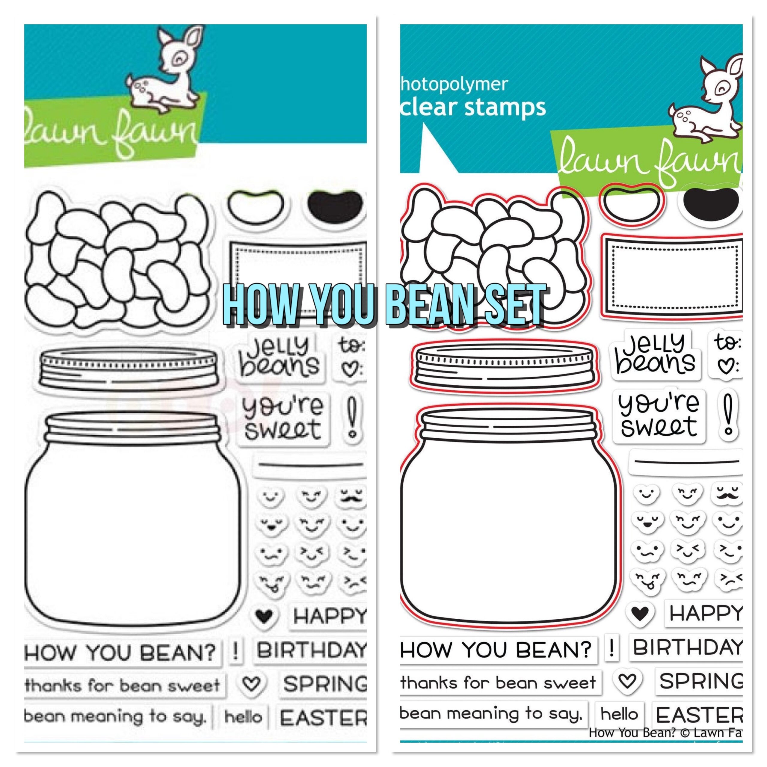 C0A6F302-C996-4CDC-8A6B-9064B9B7D0C4.jpg Lawn Fawn HOW YOU BEAN Clear Stamps and Die SET - Image 1