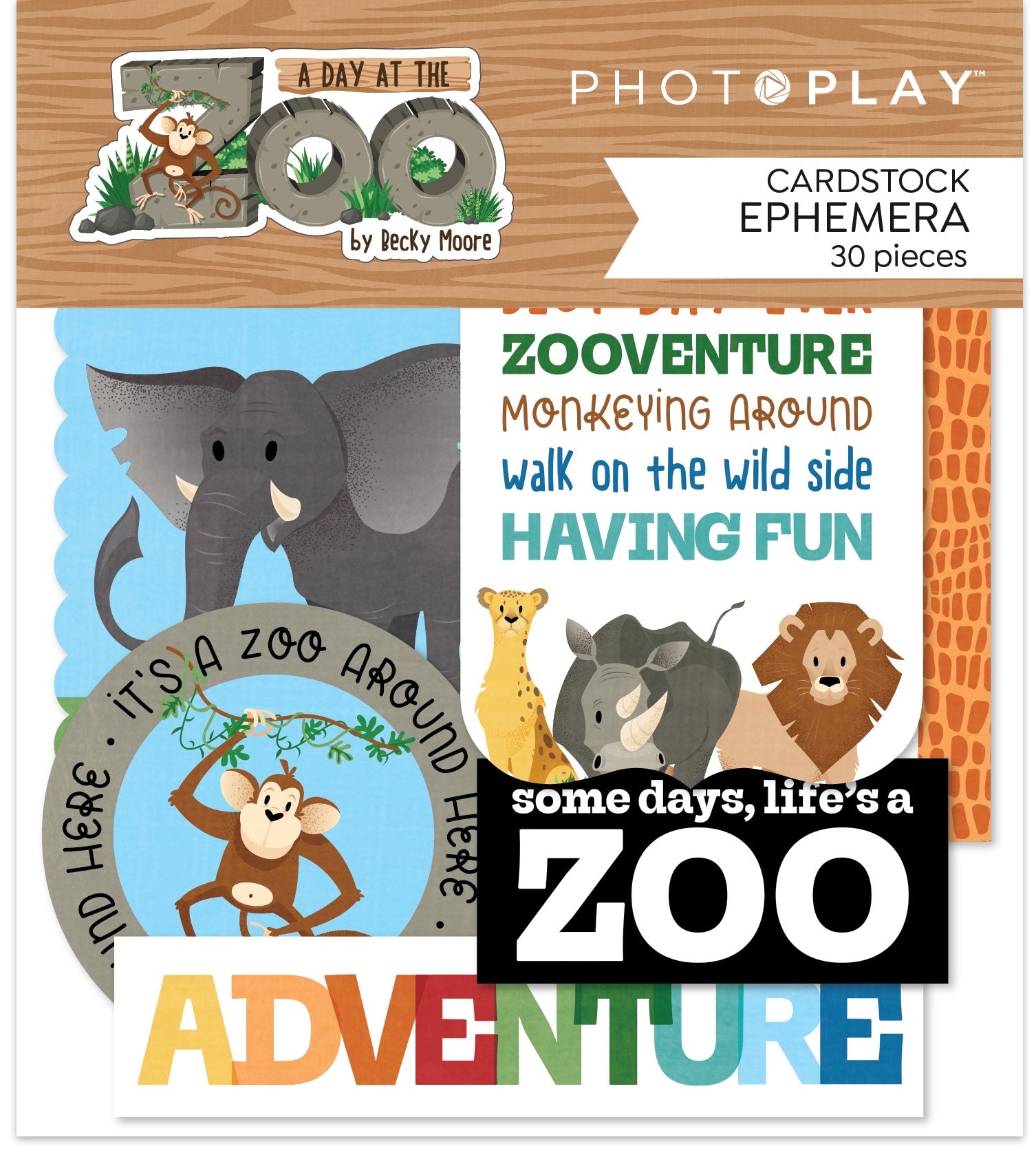 C1EDB2B8-8DB3-48CB-B132-BCA5A64207B2.jpg Photoplay A DAY AT THE ZOO EPHEMERA Cardstock Pack - Image 1