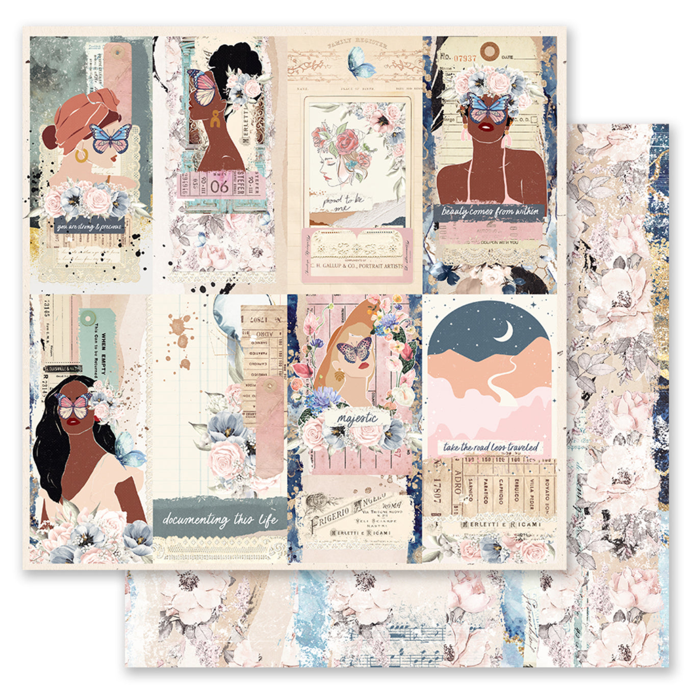C390E13D-A9DC-4472-8B13-DBFB53239EA4.jpg Prima Indigo Collection DOCUMENTED 12"X12" Scrapbook Paper - Image 1