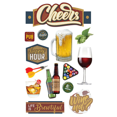 C434A186-359F-40B2-809D-DDA768FC8D50.jpg Paper House CHEERS 2 Beer 3D Stickers 14pc - Image 1