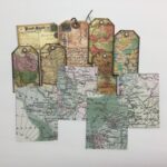 Tags & Ephemera 11pc VINTAGE TRAVEL MAP & POSTCARDS