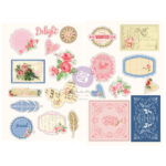 Prima Marketing JULIE NUTTING FRAYED DENIM Chipboard Stickers 21pc