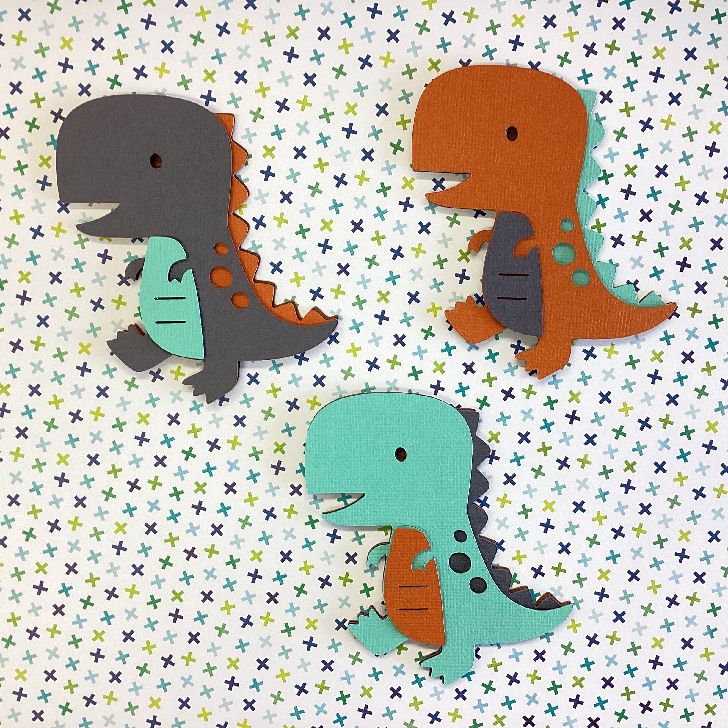 C9432C75-193A-4E21-9D12-C8F1AA4C729C.jpg CUTE DINOSAUR Dino 3D Die Cut Embellishments - Image 1