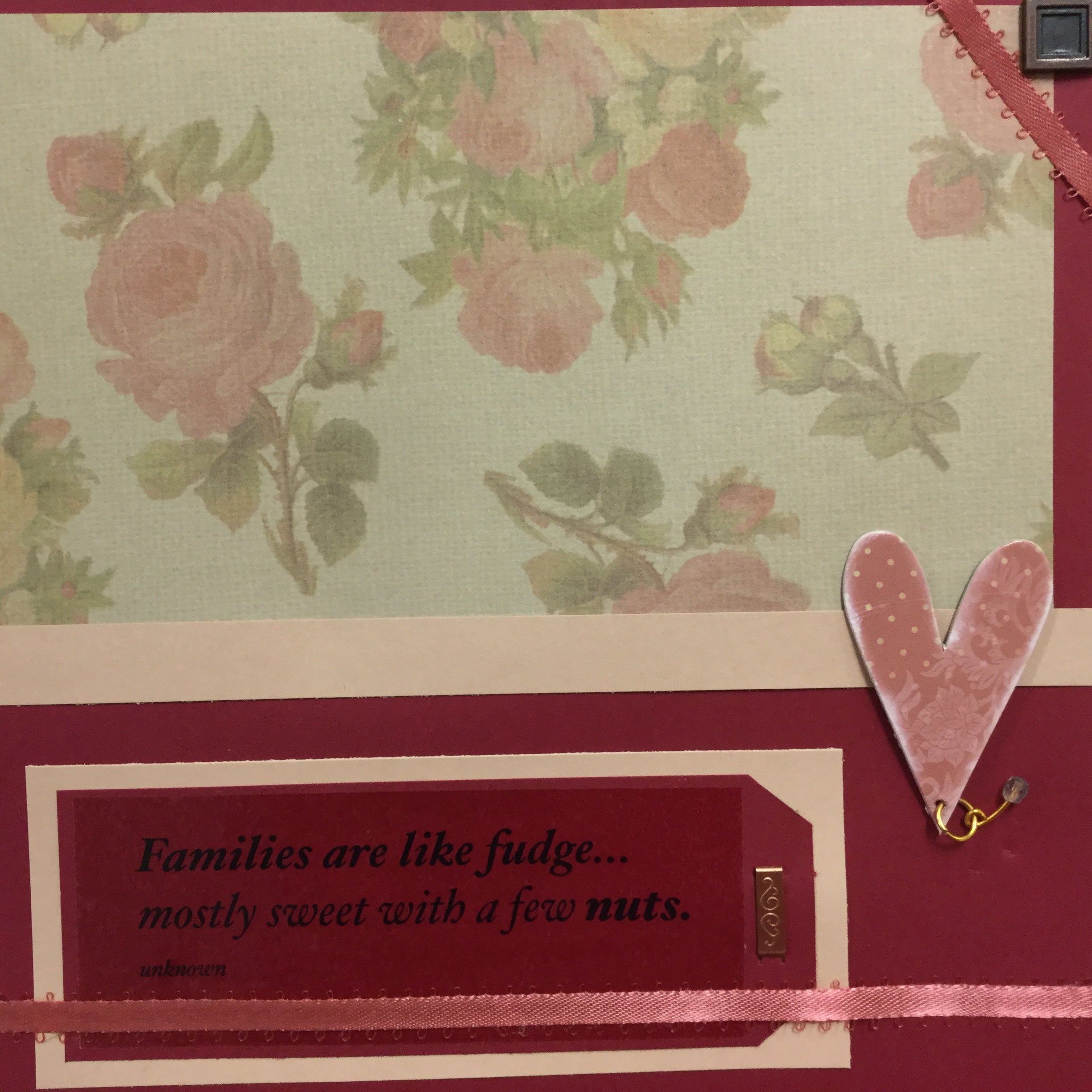 CA1996CB-1C1A-4F6C-B128-D8165F8F45BF.jpg Premade Pages $2.00 FAMILIES ARE LIKE FUDGE 8” x 8" Scrapbook Pages - Image 1
