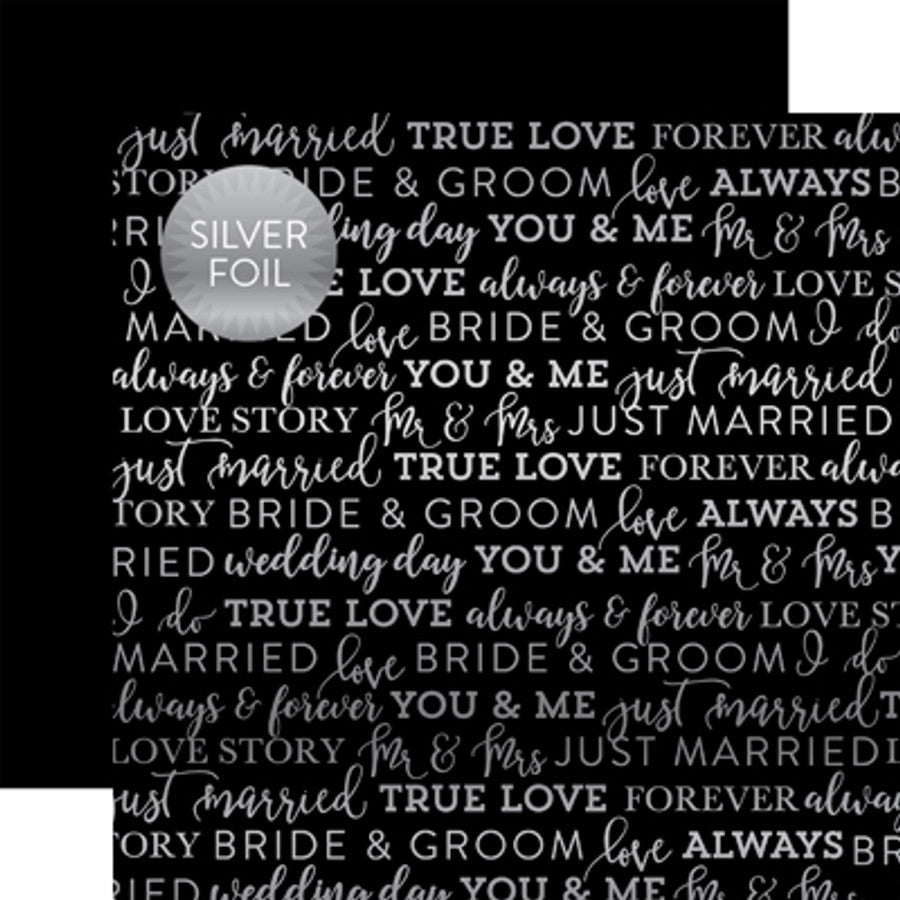 CA9921D4-F725-40CA-896B-B39D2EE873EC.jpg Echo Park BLACK TRUE LOVE FOIL 12"X12" Wedding Paper - Image 1