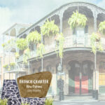 Louisiana FRENCH QUARTER NEW ORLEANS Watercolor 12"X12" Scrapbook Paper - Image 2