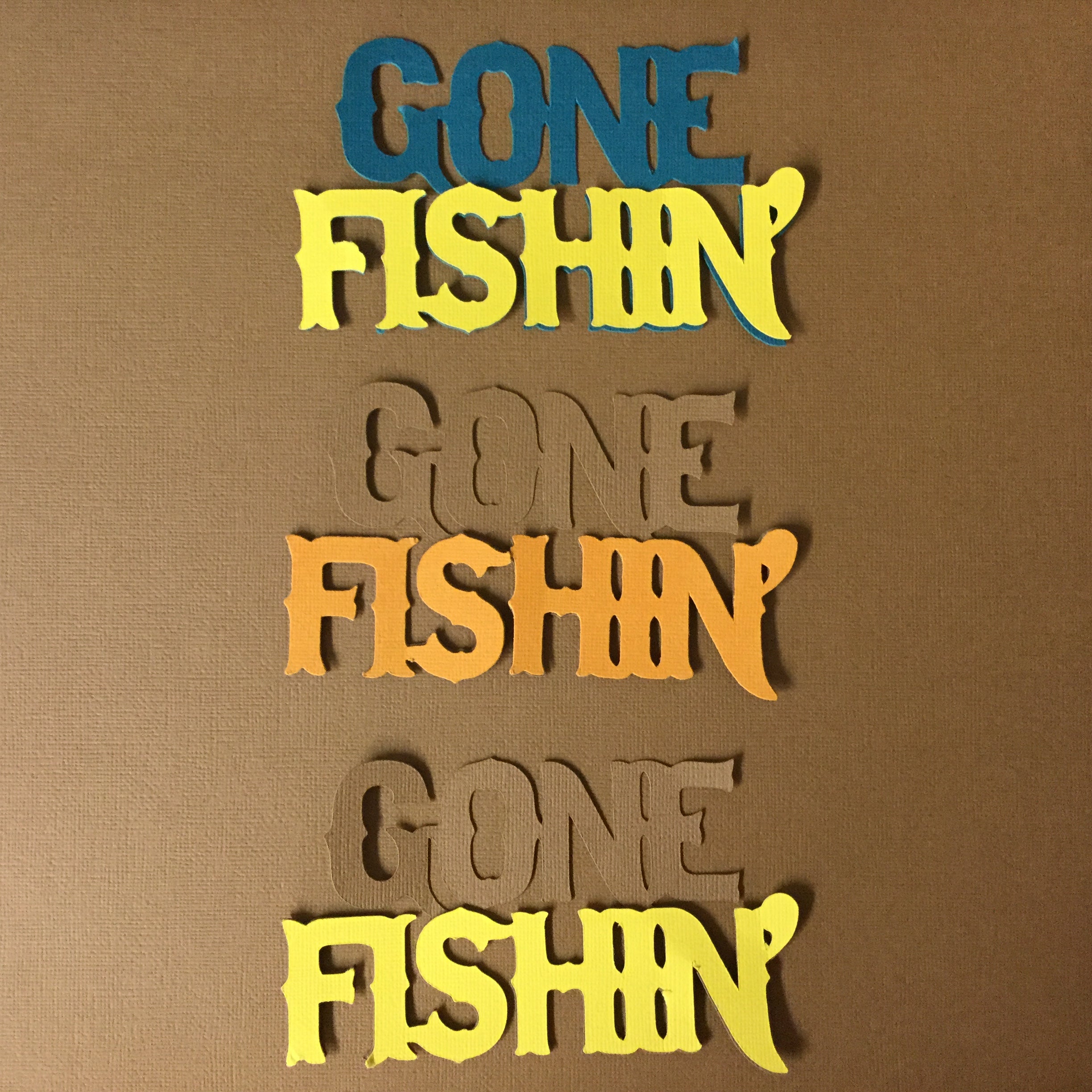 CE3F3201-CC33-42A1-9429-04EAC02A6339.jpeg GONE FISHIN’ Diecut Fishing Camping Outdoor Scrapbook DieCuts - Image 1