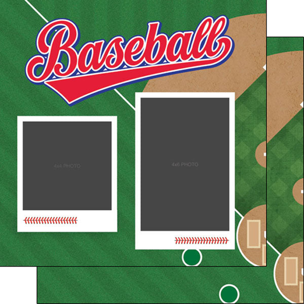 D0EB0120-0DB9-4E09-BADA-9093C48E7BA6.jpg Scrapbook Customs Quick Pages BASEBALL LEFT & RIGHT 12"X12" Scrapbook Papers - Image 1