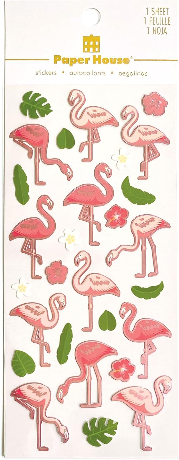 D10DF008-1356-4D56-8553-02A8673EC072.jpg Paper House FLAMINGOS FOIL Stickers 28pc - Image 1