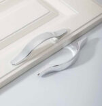 Silver Metallic Plastic CABINET HANDLE SMOOTH Drawer 2pc - Image 2
