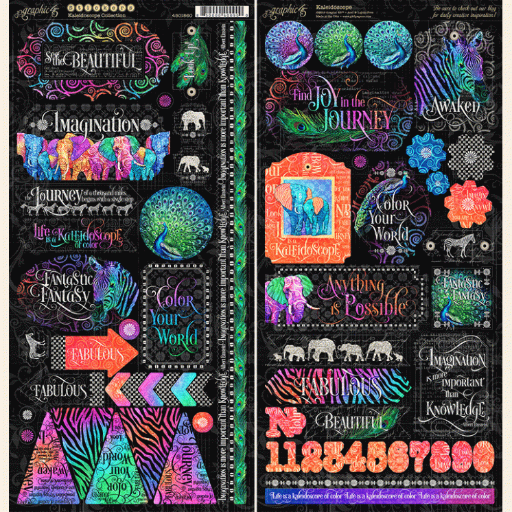 D2B77646-F135-4F52-9A47-CB2FB572063C.gif Graphic 45 KALEIDOSCOPE COLLECTION Chipboard Stickers 60 pc - Image 1