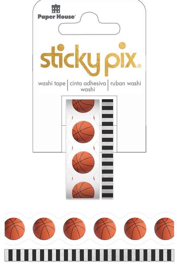 D481618C-A4BE-4F0E-862B-0EDBEAFF830D.jpg Paper House BASKETBALL Washi Tape 2 Rolls - Image 1