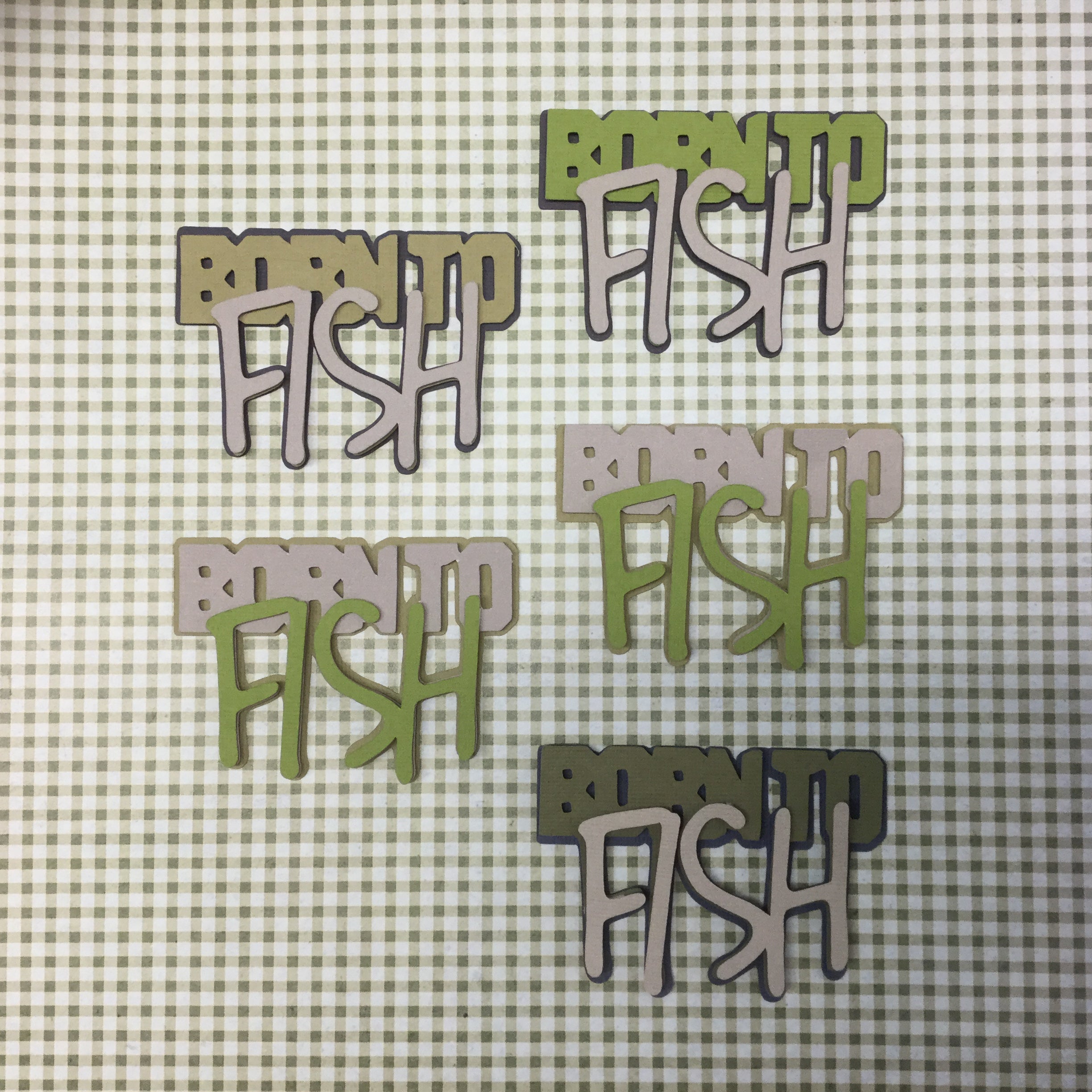 D554D81E-06F0-4F38-B341-BC2B416C732F.jpg BORN TO FISH Die Cut Diecut Fishing Outdoor Embellishment - Image 1