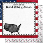 Scrapbook Customs USA FLAG SIGHTS DOUBLE-SIDED 12x12” Scrapbook Paper