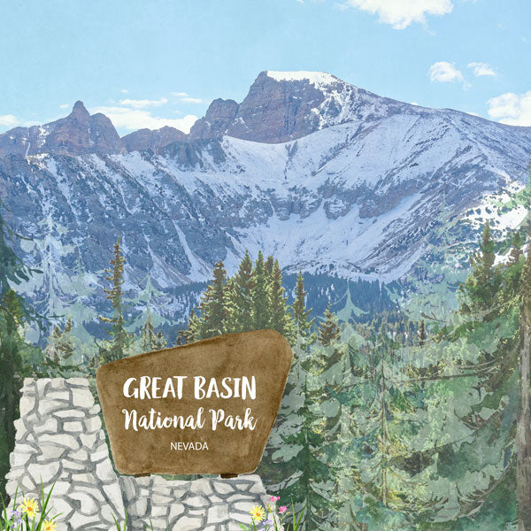 D726EE19-C38C-4062-A6FD-EA9755768886.jpeg GREAT BASIN National Park Watercolor 12"X12" Scrapbook Paper - Image 1