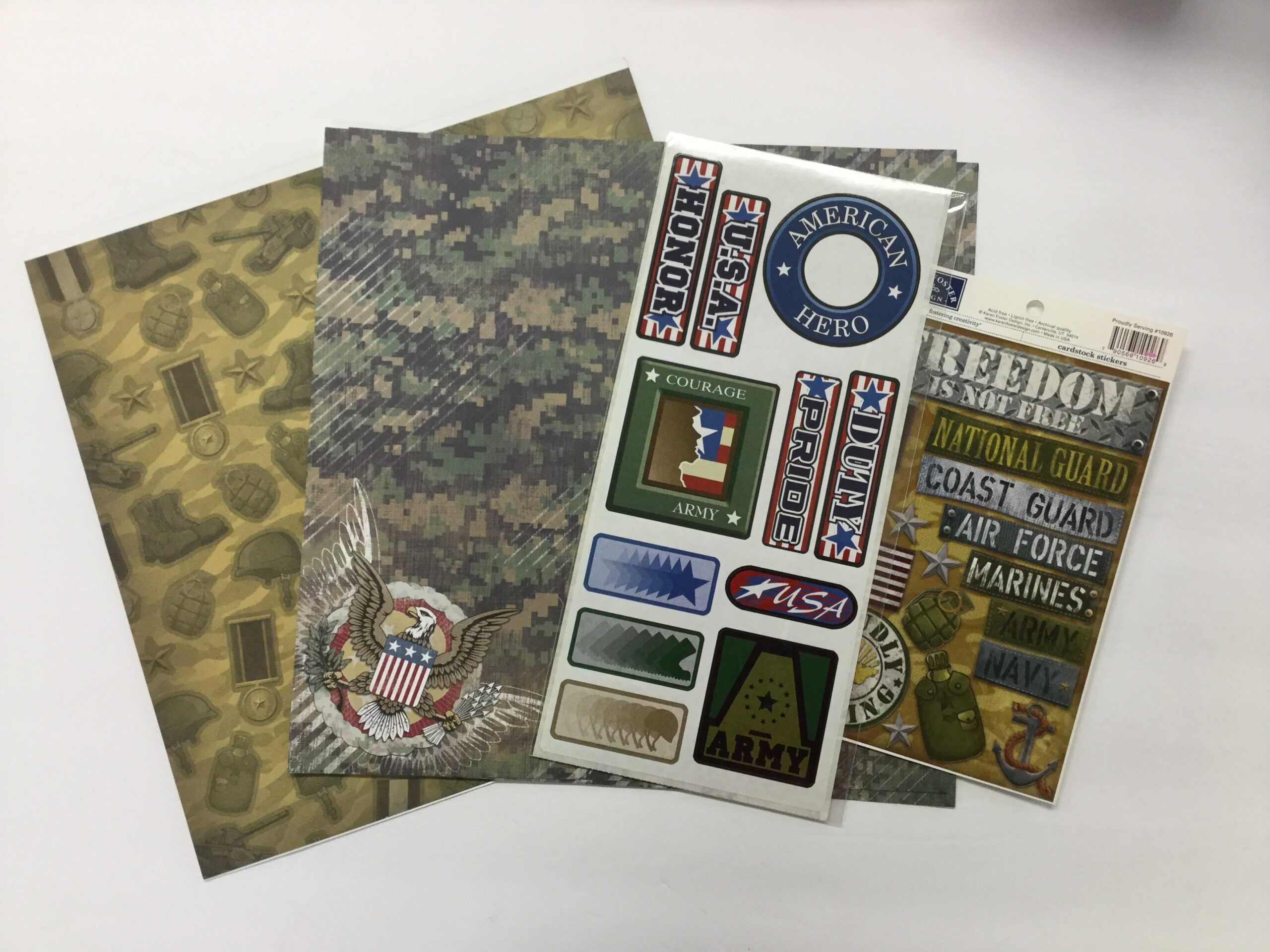 DA8F00B3-A6FE-4A98-9470-53908DCFE2C5.jpg Karen Foster AMERICAN HERO 2 12"X12" Paper Stickers 6pc - Image 1