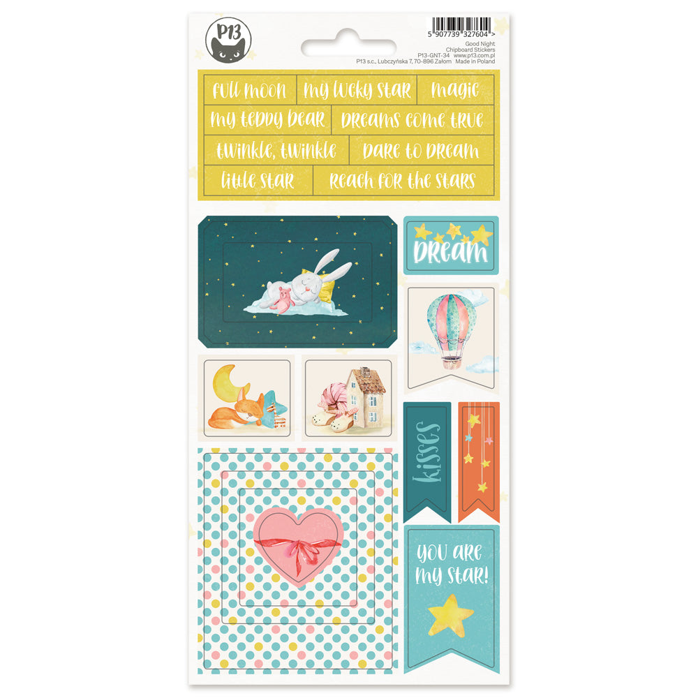 DB7653F1-B5B4-4CE4-ABE3-BDDEF3376214.jpg P13 GOOD NIGHT Chipboard Stickers 22pc - Image 1