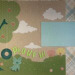 Premade PLAYFUL DOG (2) 12”X12” Scrapbook Pages