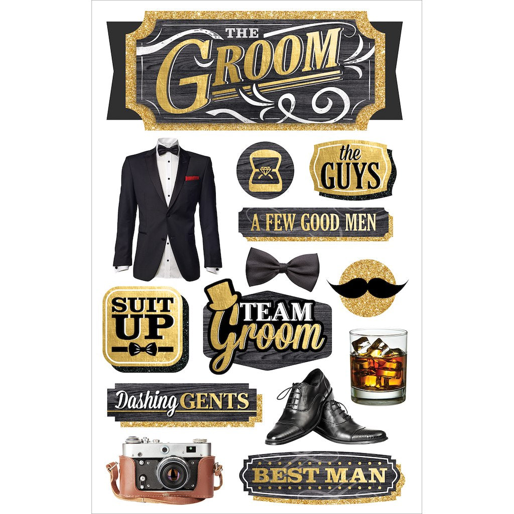 DE61F9D5-01BD-428A-8A9D-5D760F75BB06.jpeg Paper House 3D THE GROOM Stickers 14pc - Image 1