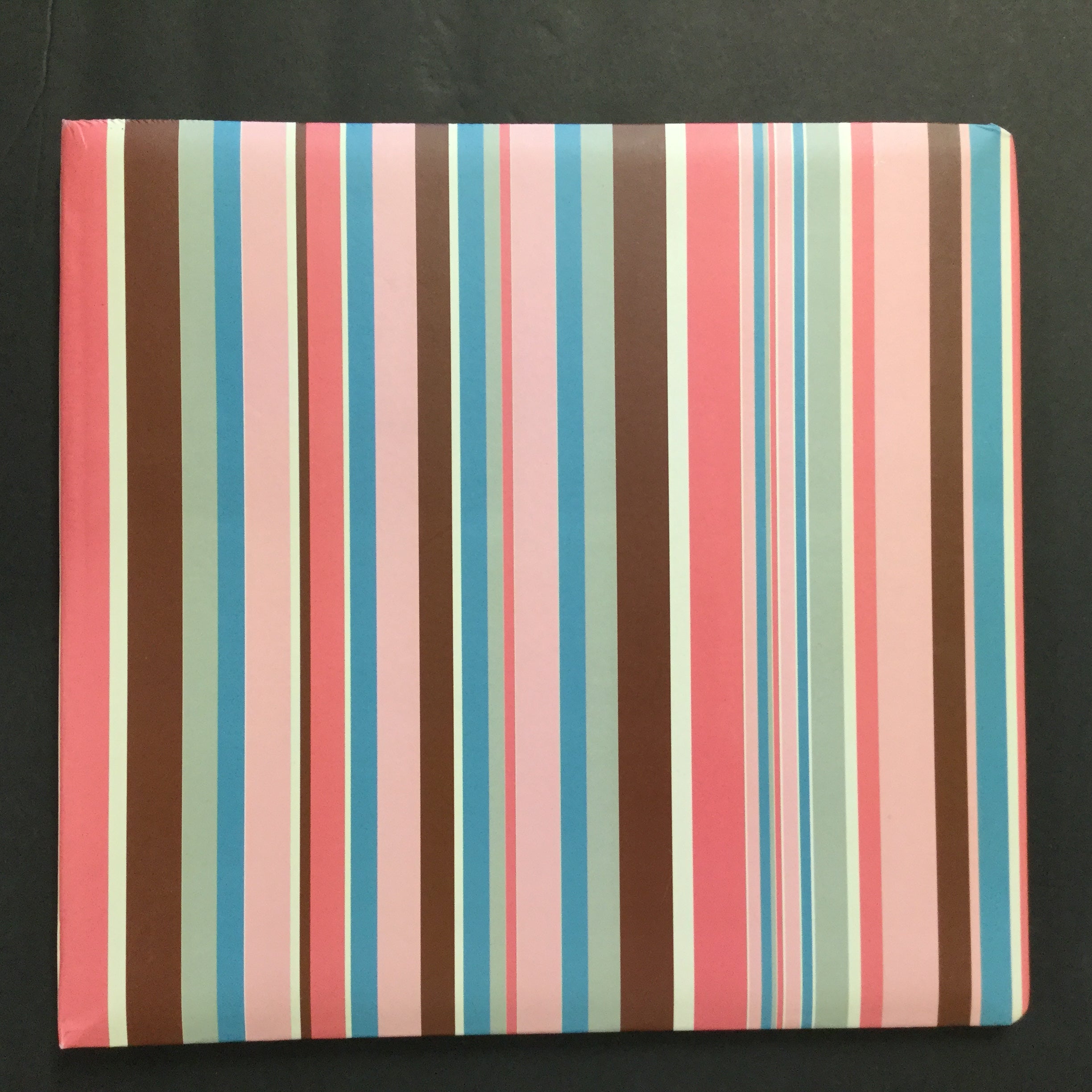 DE803252-531F-4B22-A8F2-DDB6B5DDCA23.jpg Stripes 12”x12” Scrapbook Album PINK & BLUE - Image 1