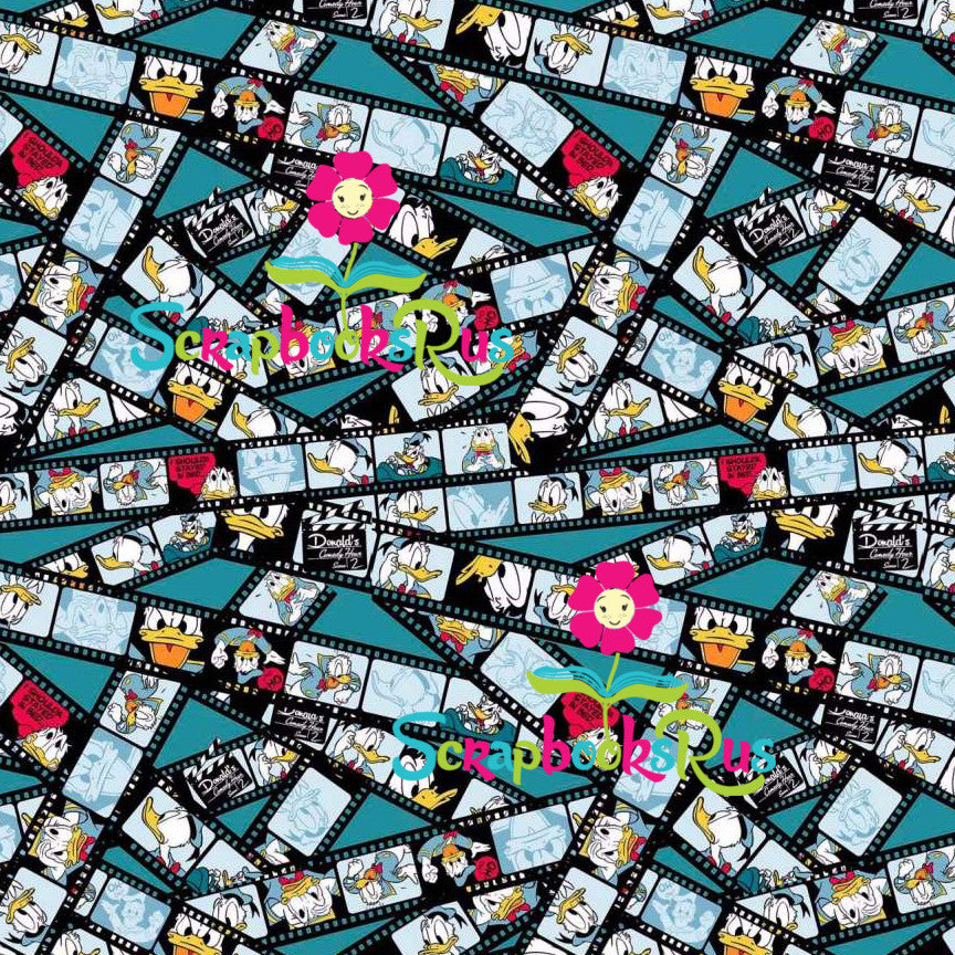 DisneyDonaldDuckFilmstripScrapbooksrus.jpg Disney DONALD DUCK FILMSTRIP 12"X12" Scrapbook Paper - Image 1