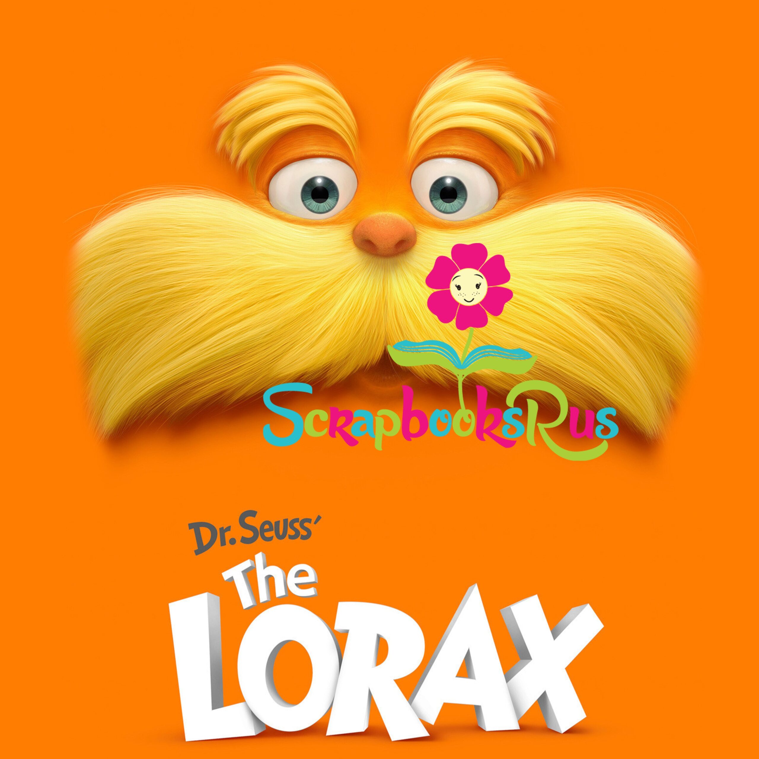 Dr._Suess_Lorax_Face_Logo.jpg Dr. Seuss THE LORAX FACE 12"x12" Scrapbook Paper - Image 1
