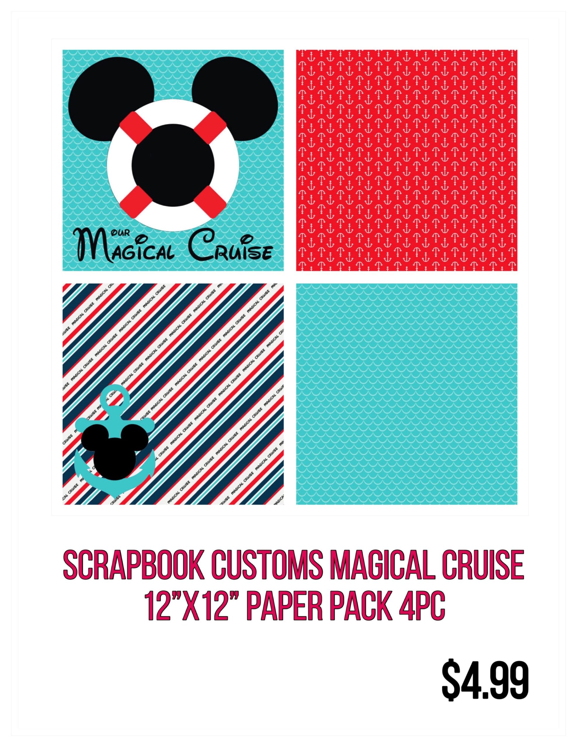E0A06021-818B-4F91-BC5B-AA547C1F36A8.jpg Scrapbook Customs MAGICAL CRUISE 12”X12” Paper Pack 4pc - Image 1