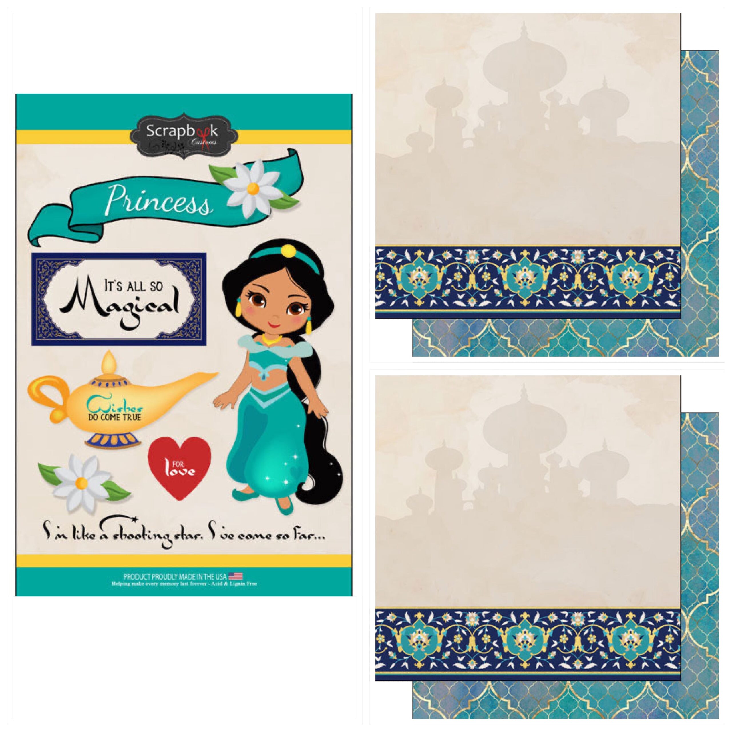 E128EE60-1A20-4280-92CA-6C5BDE0FC29D.jpg ARABIAN PRINCESS KIT 12”X12” Scrapbook Kit Jasmine Disney Aladdin 3pc - Image 1