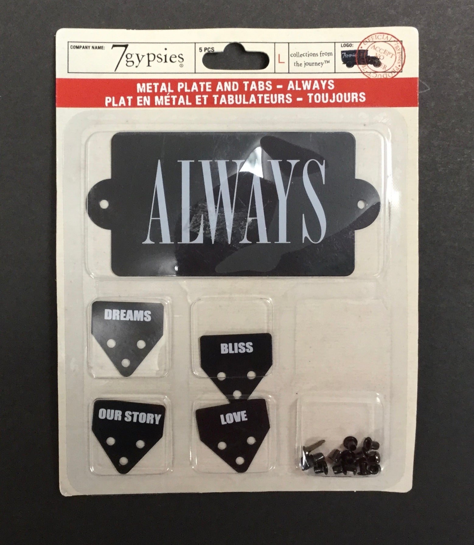 E1D7D9C4-B17C-4384-A1A8-723D3BAC5018.jpg 7 Gypsies ALWAYS Metal Plate and Tabs 5pc - Image 1