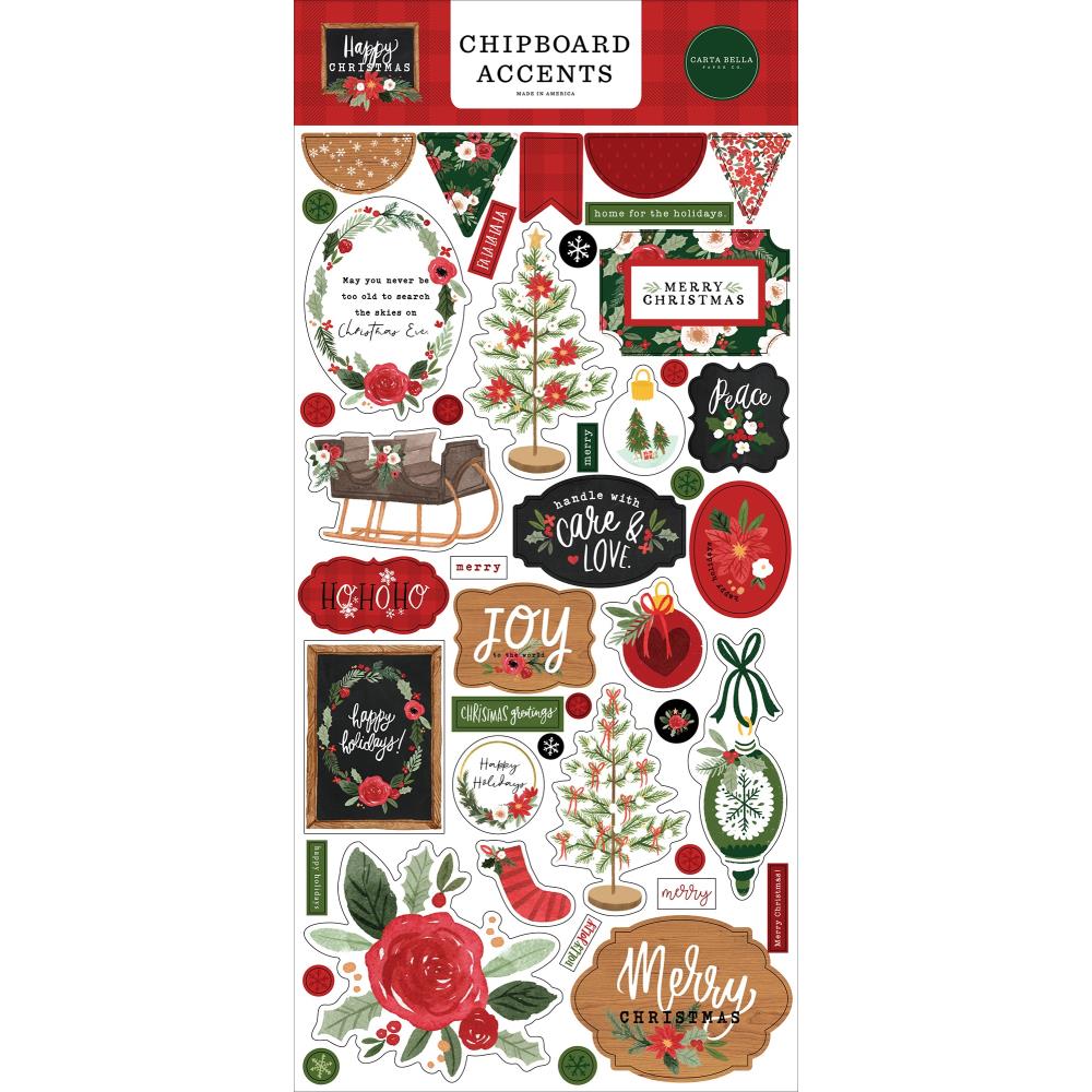 E1F6C117-645C-4710-9D8C-134E3087D144.jpg Carta Bella HAPPY CHRISTMAS Chipboard Accents - Image 1