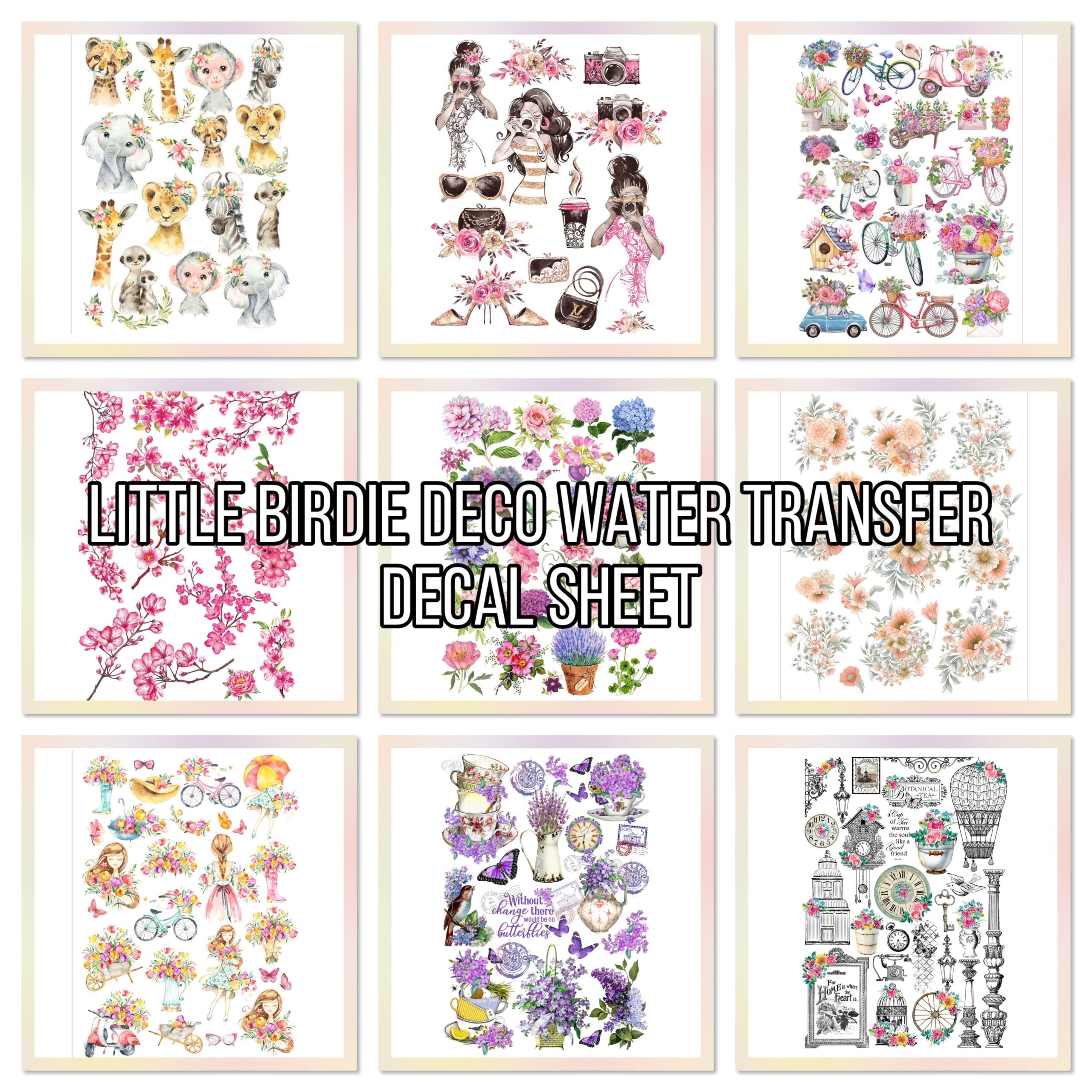 E28266F8-6814-4AC6-8018-24C478A1EBCB.jpg Little Birdie Deco WATER TRANSFER DECAL Sheet - Image 1