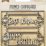 Birdie Primed Chipboard BEST WISHES 1pc