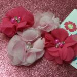Chiffon Fabric Flowers MIXED with Pearl & Rhinestone Centers 4pc - Image 4