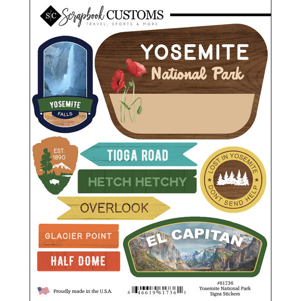 E534C7FE-AB02-4719-98B8-455D87E9A580.jpg Scrapbook Customs YOSEMITE NATIONAL PARK SIGNS Sticker 10pc - Image 1