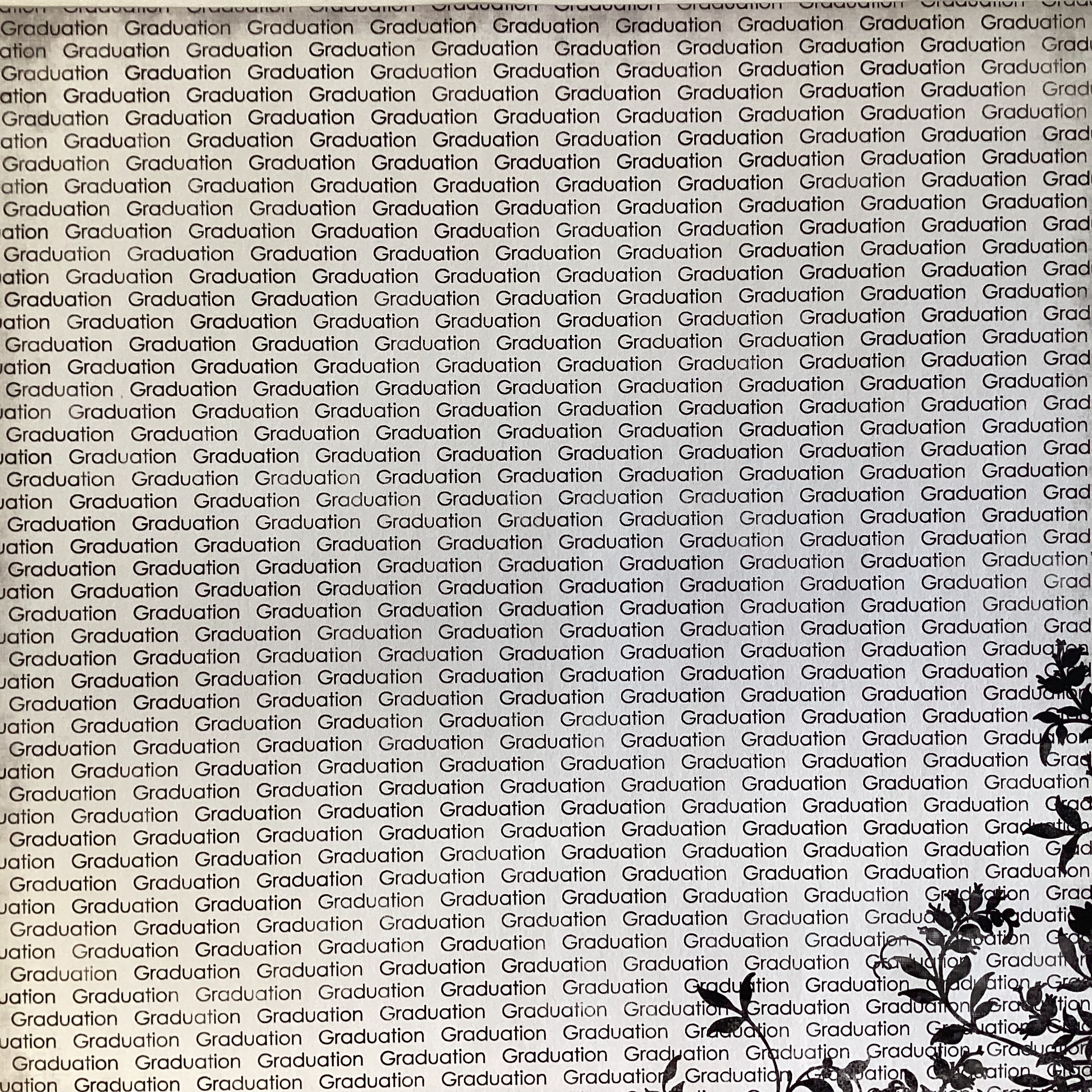 E711EB58-1B15-4A12-8888-4369C897B779.jpg GRADUATION FLORAL RIGHT BLACK School 12"X12" Scrapbook Paper - Image 1