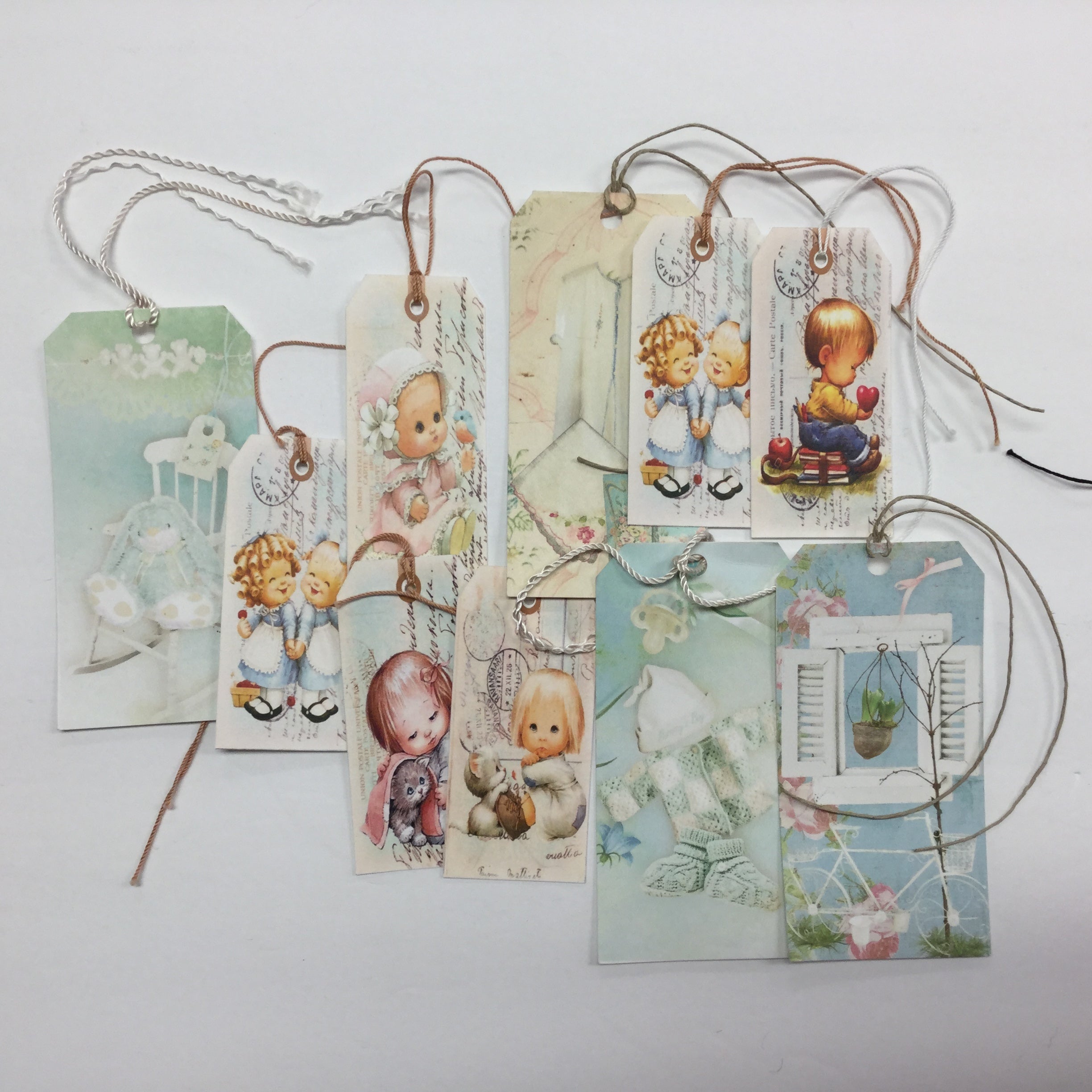 EA53A5A0-206F-4203-A8B8-8AA0E55147B4.jpg Tags & Ephemera 10pc SHABBY CHIC BABY SetA - Image 1